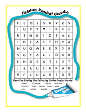 Hidden Dental Words Activity Sheet - Pediatric Dentist in Boynton Beach, FL