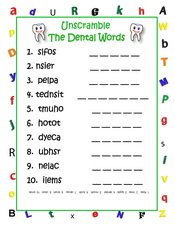 Unscramble Dental Words Activity Sheet - Pediatric Dentist in Boynton Beach, FL